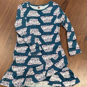 Tea Collection Teal Butterfly Print Kids Dress